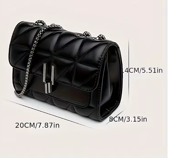 Bolsa Feminina Transversal Matelassê em Couro PU com Corrente Modelo Emilly