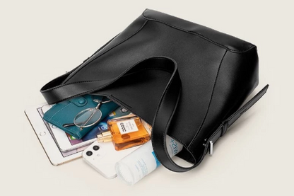 Bolsa Feminina de Ombro em Couro PU Grande Capacidade Impermeável Modelo Belle
