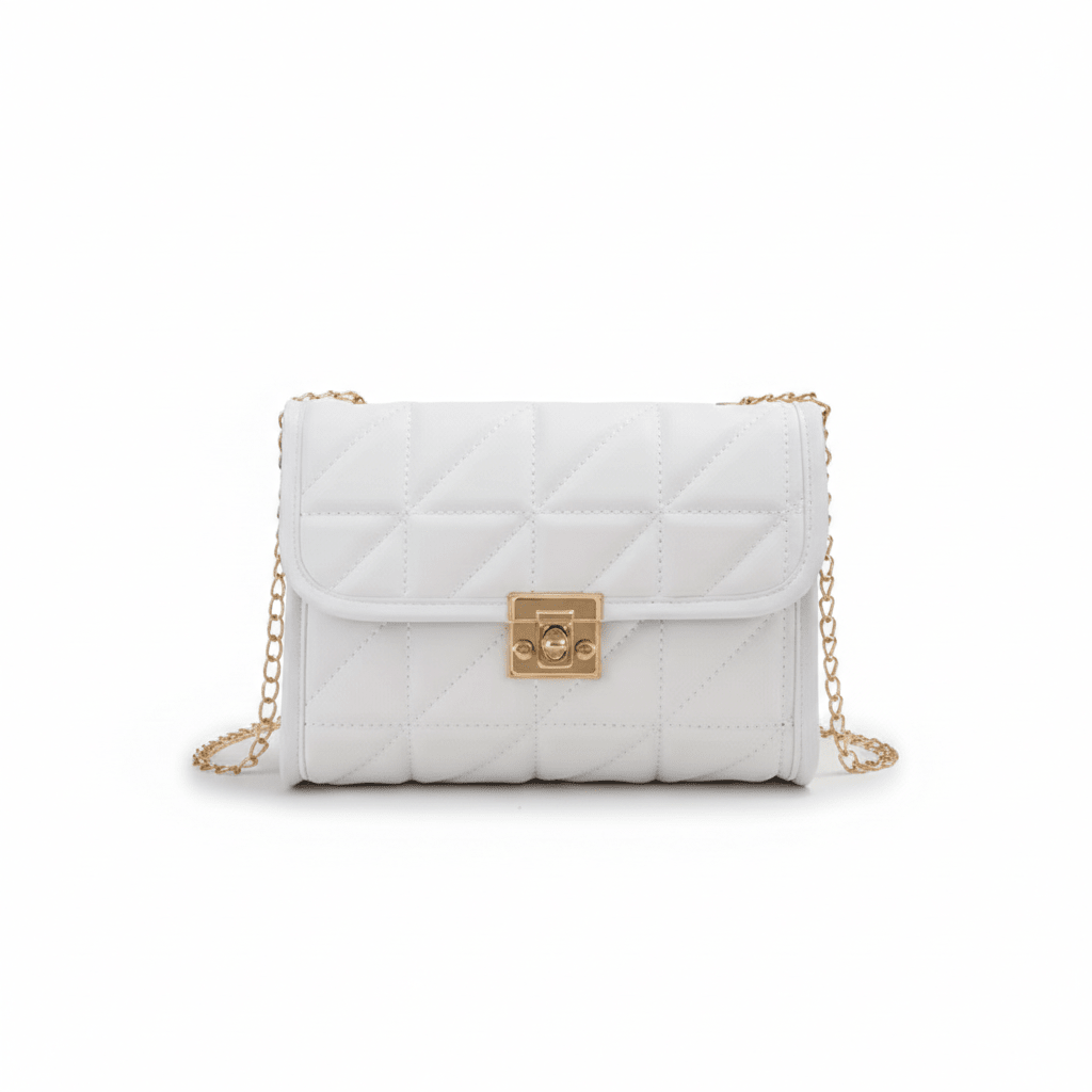 Bolsa Feminina Transversal  em Matelassê com Fecho Dourado Modelo Lumière Noir
