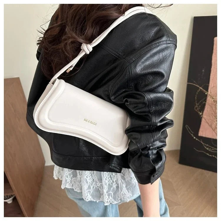 Bolsa Feminina de Ombro Minimalista e Alça com Nós Modelo Élégance Noire