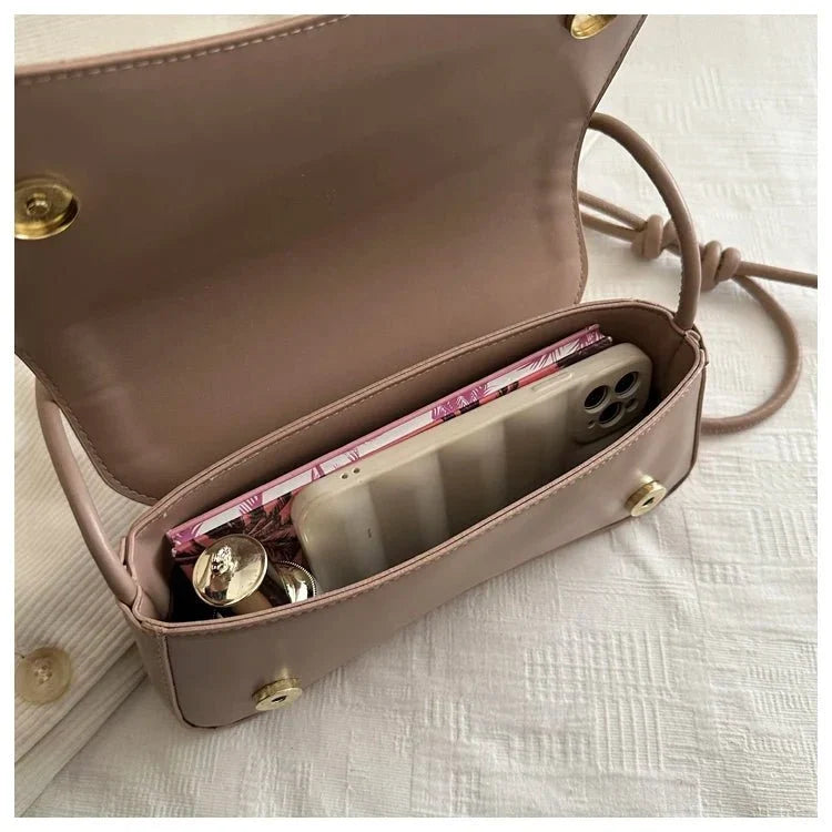 Bolsa Feminina de Ombro Minimalista e Alça com Nós Modelo Élégance Noire