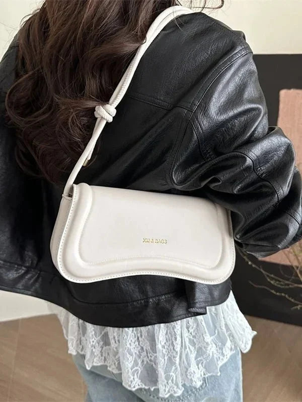Bolsa Feminina de Ombro Minimalista e Alça com Nós Modelo Élégance Noire