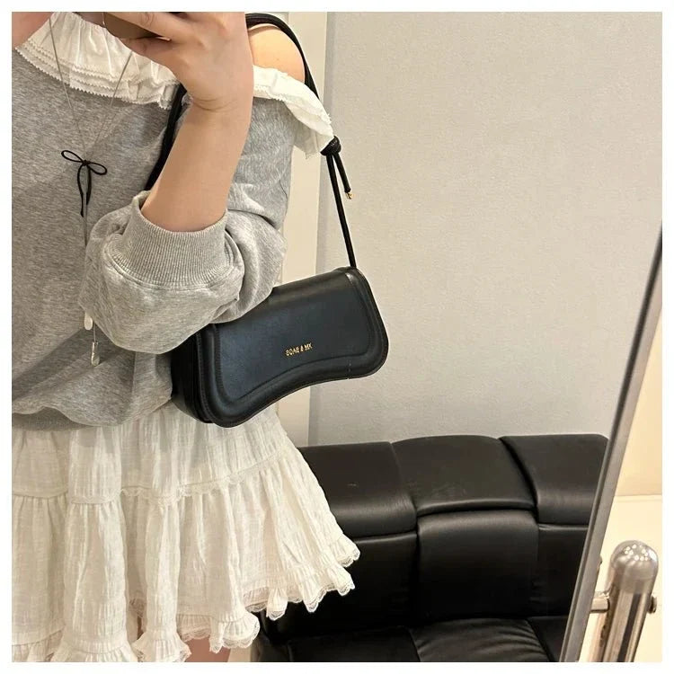 Bolsa Feminina de Ombro Minimalista e Alça com Nós Modelo Élégance Noire