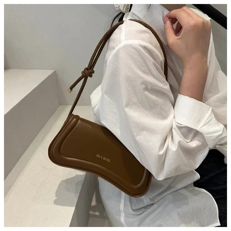 Bolsa Feminina de Ombro Minimalista e Alça com Nós Modelo Élégance Noire
