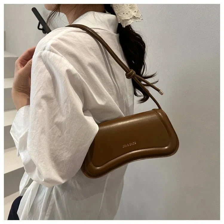Bolsa Feminina de Ombro Minimalista e Alça com Nós Modelo Élégance Noire