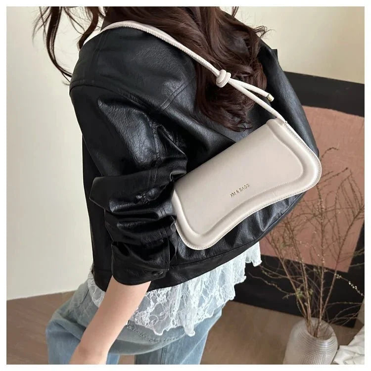 Bolsa Feminina de Ombro Minimalista e Alça com Nós Modelo Élégance Noire