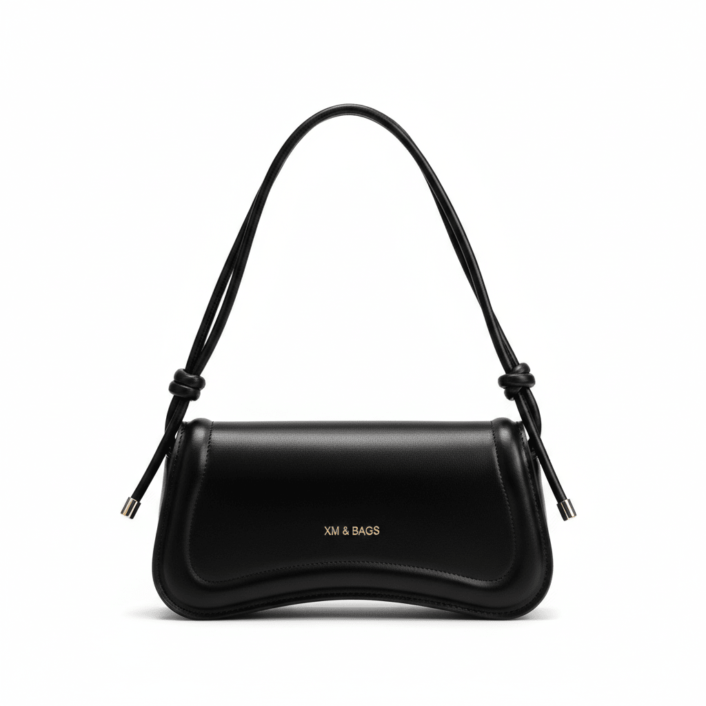 Bolsa Feminina de Ombro Minimalista e Alça com Nós Modelo Élégance Noire