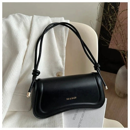 Bolsa Feminina de Ombro Minimalista e Alça com Nós Modelo Élégance Noire