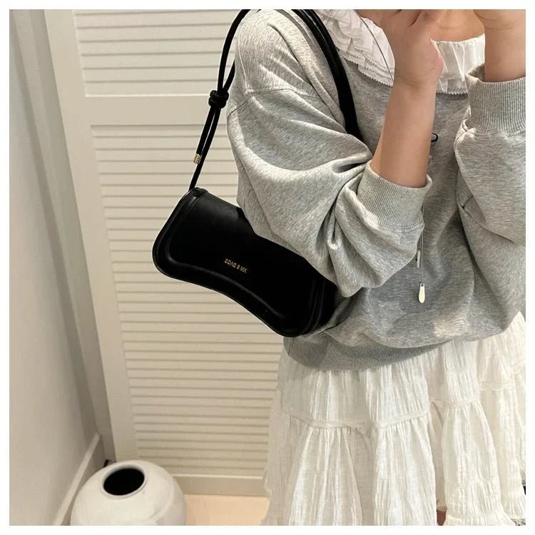 Bolsa Feminina de Ombro Minimalista e Alça com Nós Modelo Élégance Noire