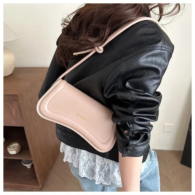 Bolsa Feminina de Ombro Minimalista e Alça com Nós Modelo Élégance Noire