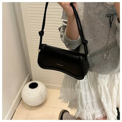 Bolsa Feminina de Ombro Minimalista e Alça com Nós Modelo Élégance Noire