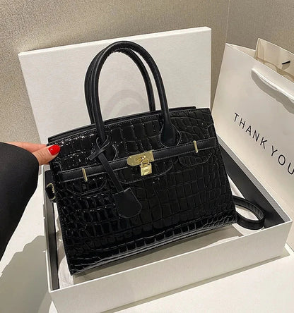Bolsa Feminina em Couro PU Textura Croco Modelo Blinkin